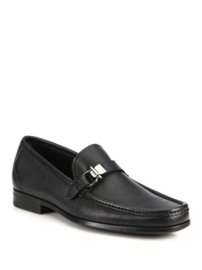 Ferragamo Muller Bit Leather Loafers In Black