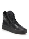 GIUSEPPE ZANOTTI Snake-Embossed Leather High-Top Sneakers