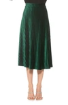 Alexia Admor Alania Pleated Velvet Midi Skirt In Green