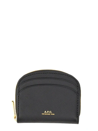 Apc A.p.c. Demi Lune Mini Compact Wallet In Black