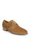 CORTHAY SERGIO PULLMAN CALF SUEDE PIPED DERBY SHOES,403142079093