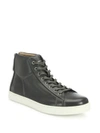 GIANVITO ROSSI MEN'S LEATHER HIGH-TOP SNEAKERS,0400090881849