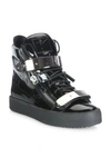 GIUSEPPE ZANOTTI Double-Zip Patent Leather High-Top Sneakers