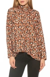 Alexia Admor Danielle Draped Blouse In Leopard Multi