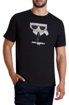 Karl Lagerfeld Textured Logo Cotton T-shirt In Black