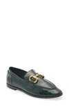 Jeffrey Campbell Velviteen Bit Loafer In Dusty Green Croc Gold