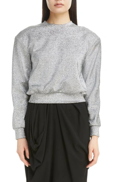 Dries Van Noten Halton Metallic Sweatershirt In Silver Dries Van Noten Halton Metallic Sweatershirt In Silver