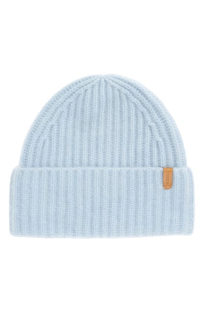 Vince Boiled Cashmere Chunky Half Cardigan Knit Hat In Light Blue