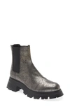 Dkny Sasha Slip On Boot Womens Leather Block Heel Chelsea Boots In Dark Gunmetal Cracked Leather