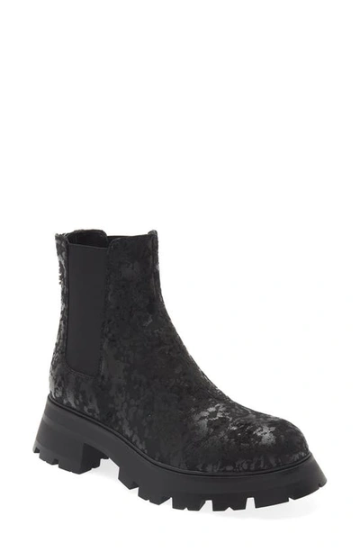 Dkny Sasha Lug Chelsea Boot In Black Cracked Leather