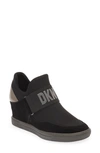 Dkny Cosmos Wedge Sneaker In Blk/ Dk Gun