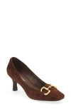 Jeffrey Campbell Linnae Pump In Dark Brown Suede Gold