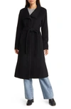 Cole Haan Signature Slick Wool Blend Wrap Coat In Black