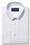 David Donahue Luxury Non-iron Trim Fit Solid Dress Shirt In White