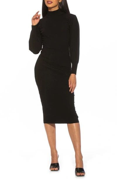 Alexia Admor Valeria Mock Neck Puff Sleeve Dress In Black