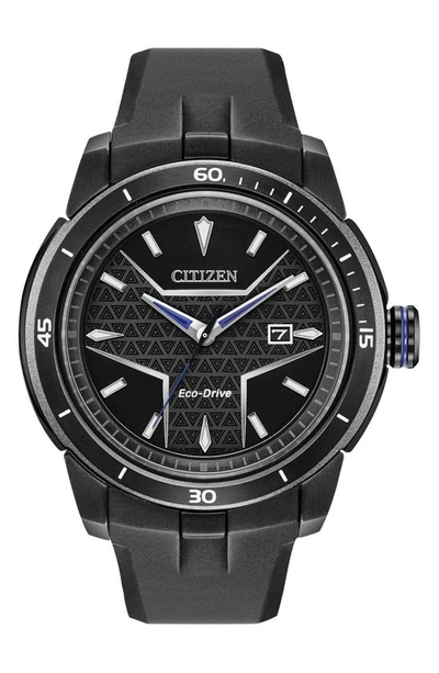 Citizen Marvel Black Panther Silicone Strap Watch, 44mm In Gray