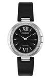 CITIZEN CAPELLA DIAMOND EMBELLISHED LEATHER STRAP WATCH, 34MM