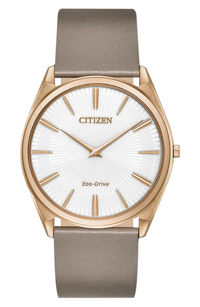 Citizen Eco-drive Rose Gold Strap Watch, 44mm