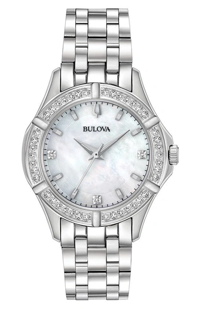 Bulova Diamond Bracelet Watch, 33.8mm In Silver