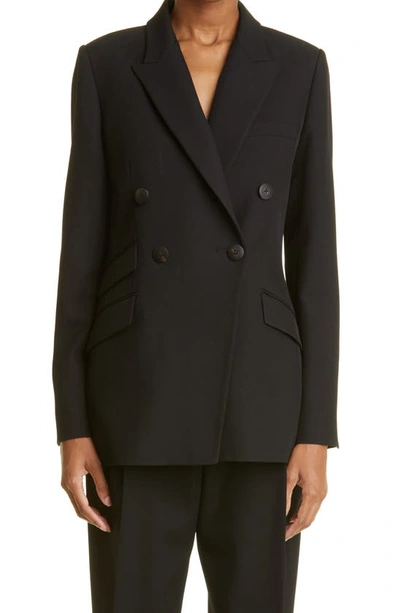 Partow Steph Double Breasted Wool Blazer In Black