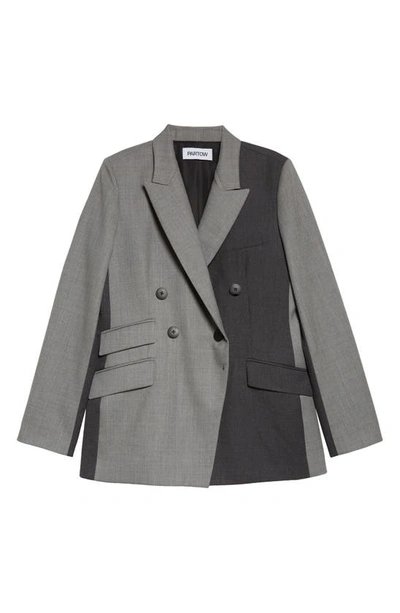 Partow Steph Double-breasted Two-tone Wool-twill Blazer In Ash Charcoal Grey