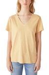 Lucky Brand Classic V-neck Cotton Blend T-shirt In Buff