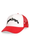Palm Angels Logo Embroidered Trucker Hat In Red