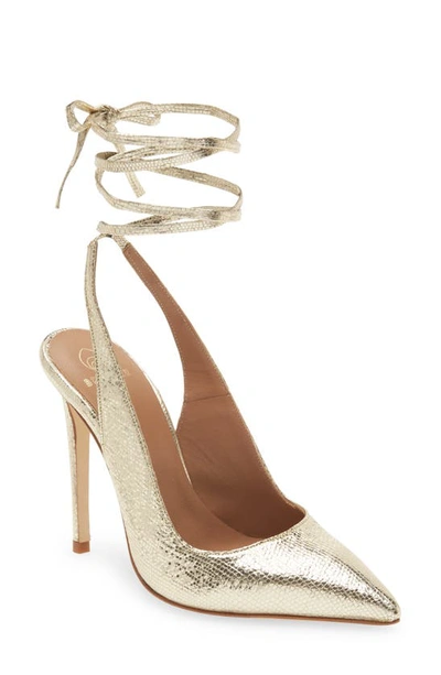 Brother Vellies Ribbon Ankle Tie Pump In Gold