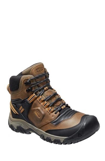 Keen Ridge Flex Waterproof Hiking Boot In Bison/ Golden Brown