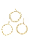 Ettika 18k Gold Plated Might And Chain Bracelet Set In Gold