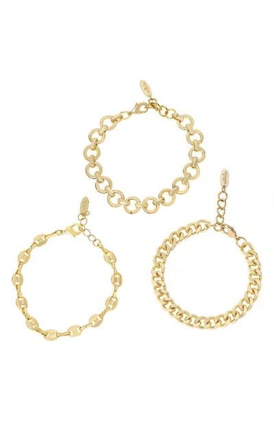 Ettika 18k Gold Plated Might And Chain Bracelet Set