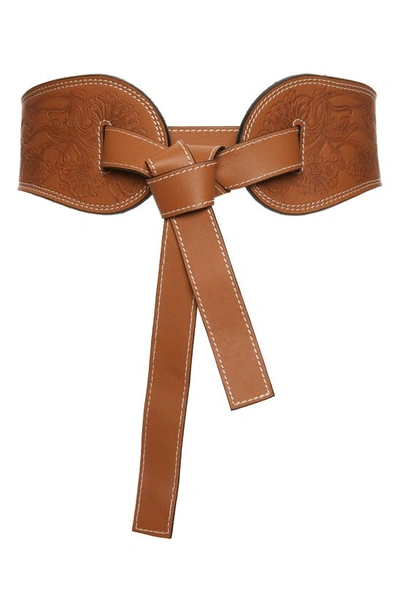 Zimmermann Tooled Tie Waist Leather Belt In Tan | ModeSens display picture 3