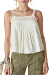 Lucky Brand Embroidered Cotton Jersey Camisole In Whitecap Gray