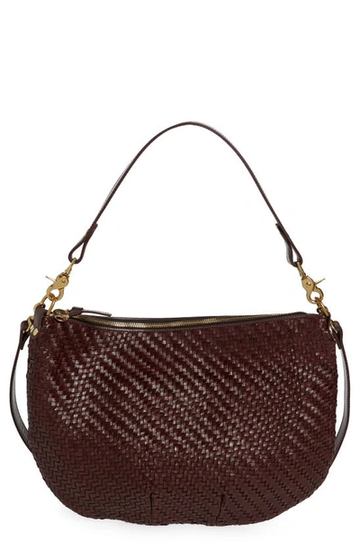 Clare V Moyen Messenger Crossbody Bag In Plum Woven