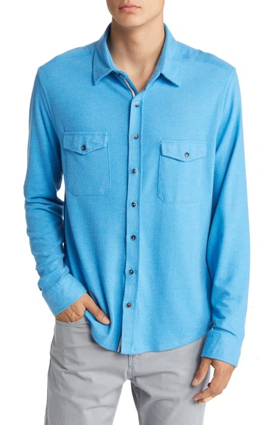 Stone Rose Dry Touch® Performance Fleece Button-up Shirt In Blue