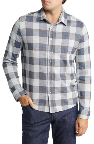 Stone Rose Check Plaid Button-up Shirt In Grey
