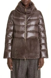 HERNO ULTRALIGHT DOWN PUFFER JACKET WITH FAUX FUR TRIM