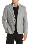 Ted Baker Yarm Slim Fit Virgin Wool Flannel Blend Blazer In Gray Marl