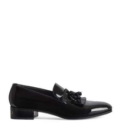 Gucci Patent Leather Tassle-detail Loafers In Black