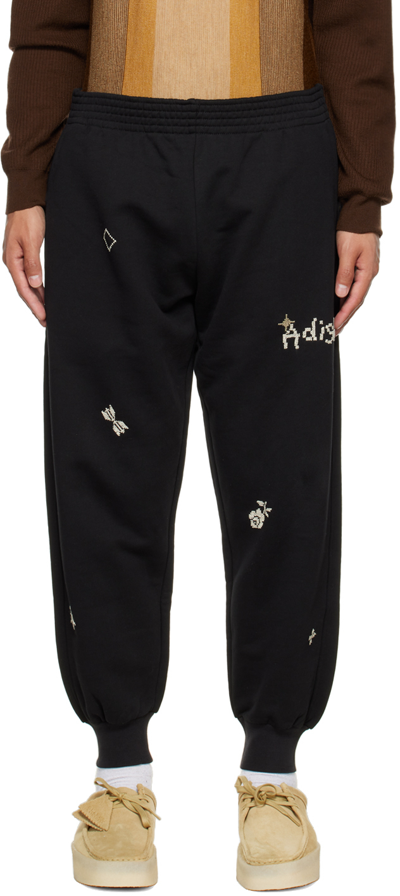 Adish Embroidered Cotton Terry Sweatpants In Black
