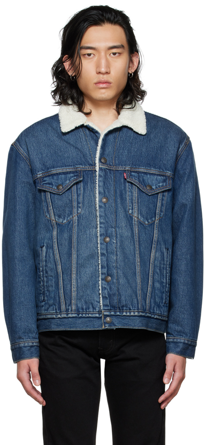 Levi's ® Premium Fleece Denim Vintage Fit Trucker Jacket In Blue