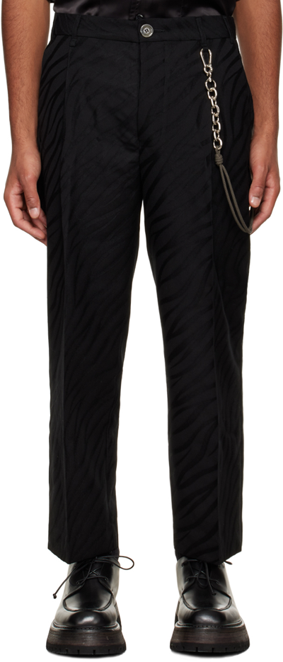 Song For The Mute Detachable-chain Cropped Regular-fit Tapered Wool Trousers In Black