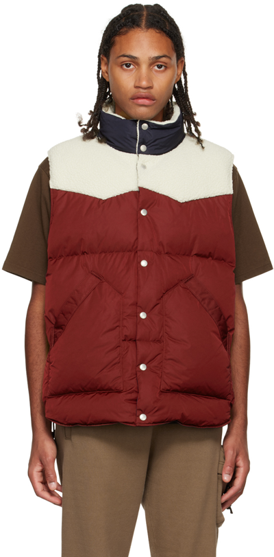 Undercover Burgundy Quilted Down Vest In Bordeaux