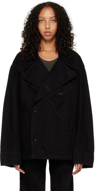 LEMAIRE ディスパッチピーコート XS ブラック LEMAIRE ピーコート