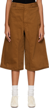 LEMAIRE BROWN PATCH DENIM SHORTS