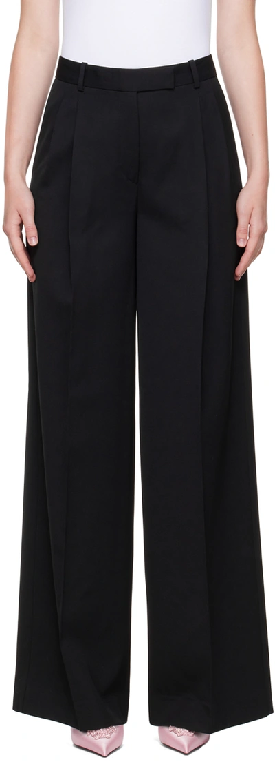 Versace Wide-leg Pleated Trousers In Black