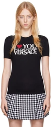 Versace I Love You Embellished Jersey T-shirt In Black