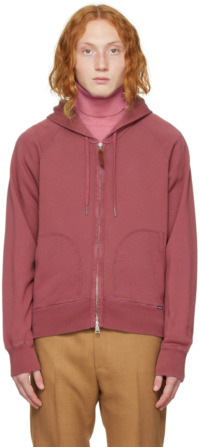 Tom Ford Burgundy Garment-dyed Hoodie In R45 Dusty Rose