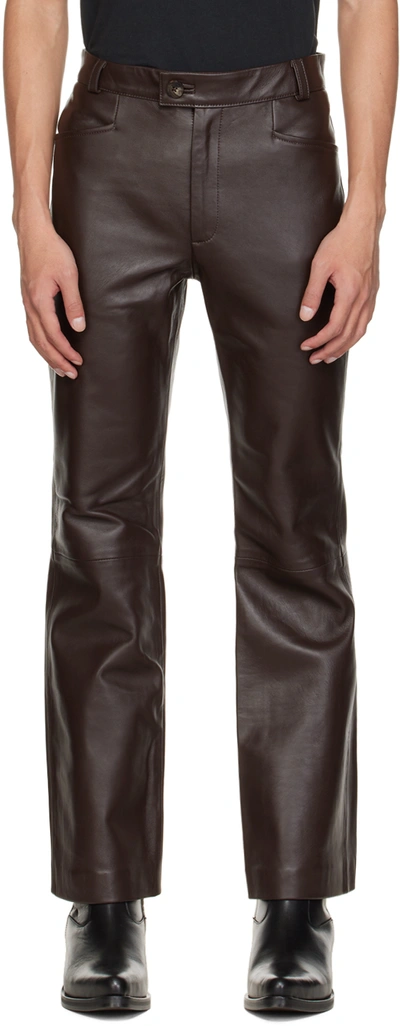 Ernest W Baker Brown Flare Leather Pants