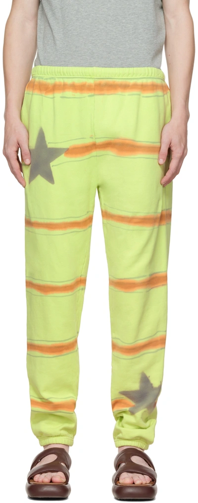 Collina Strada Green Star Lounge Pants In Lime Stripe Star